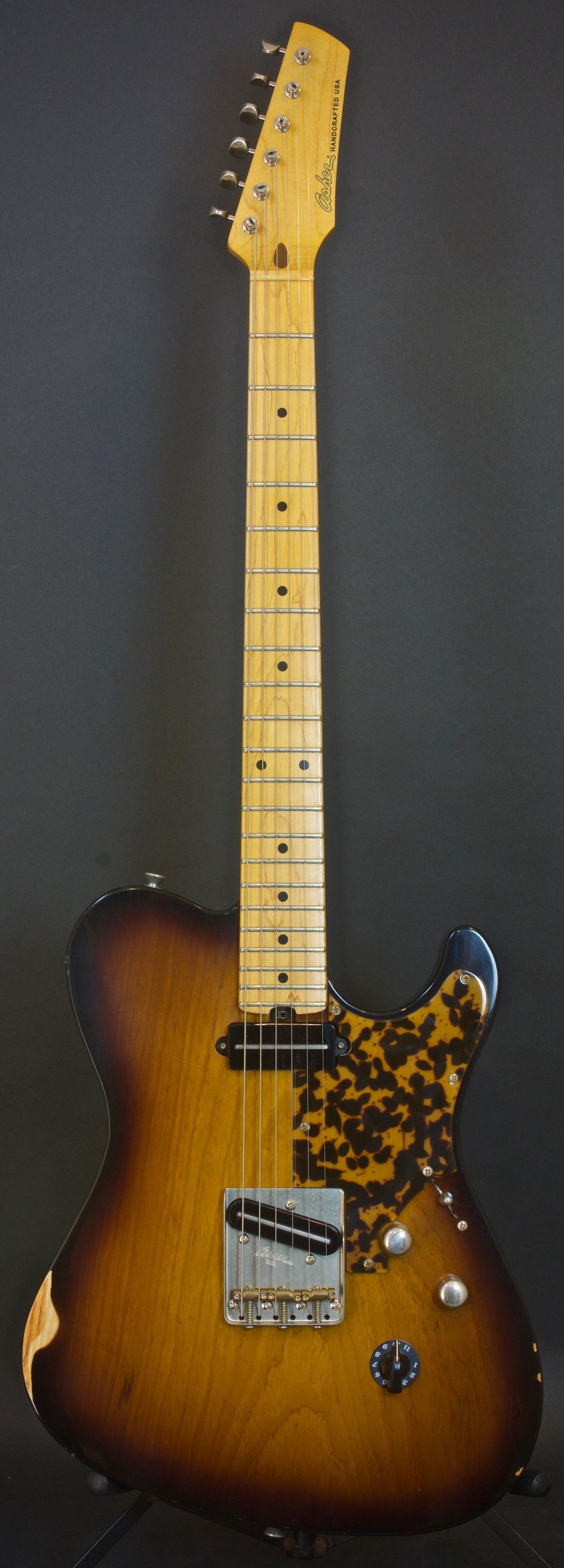 SOLD 2018 T Deluxe Nitro Tobacco Burst Relic with T Blade Pickups and Tortoise Guard, #1064