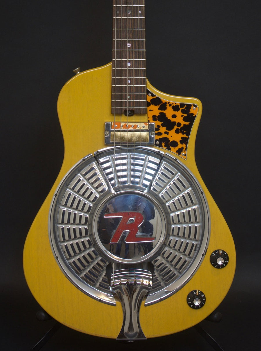 SOLD 2018 Asher Resosonic Rambler with Handcut Original 58 Rambler Hubcap, TV Yellow, #1089